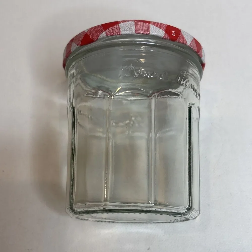 Lot of 3 Bonne Maman Empty Jam Jars 13 oz – Glass Storage w/ Gingham Lids 3.75